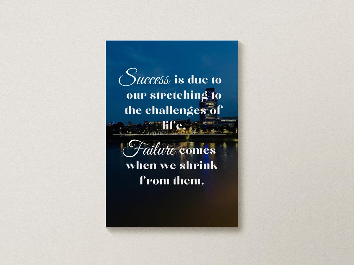 Success Is Due To Stretching Night City Skyline Quote Poster - Image 2