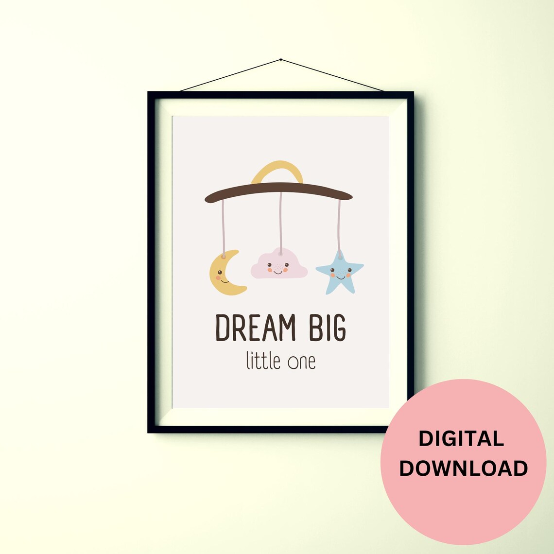 Cute New Parent Gift Dream Big Little One Print Motivational Quote Nursery Room Wall Art Decor For Baby Girl Or Boy Bedroom Decor - Image 3