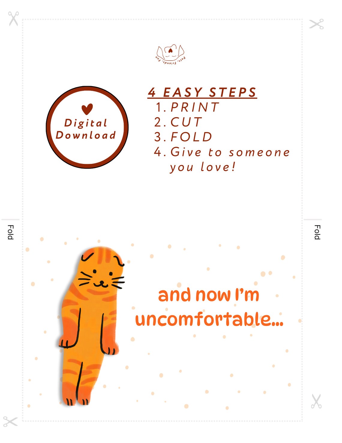 Awkward Orange Cat And Now I Am Uncomfortable Funny Card Print - Image 2