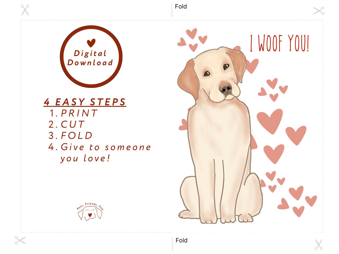I Woof You Card, Labrador Retriever Love