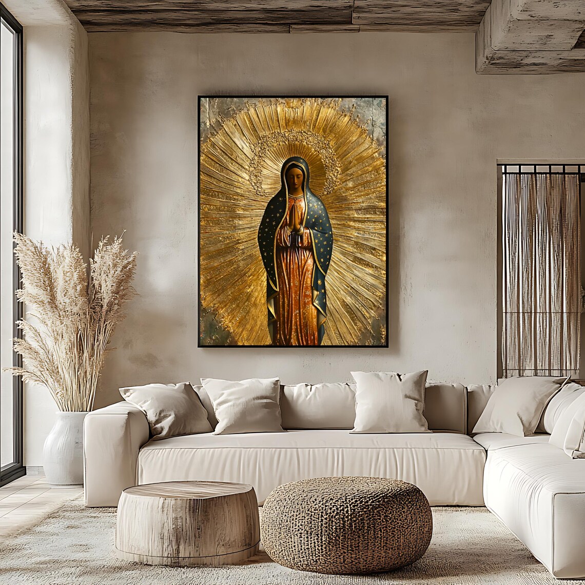 Our Lady of Guadalupe with Golden Rays Catholic Devotional Poster - Image 2
