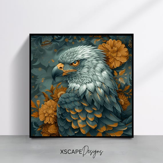 Regal Eagle Wall Art Print Majestic Animal Square Bold Wildlife Decor