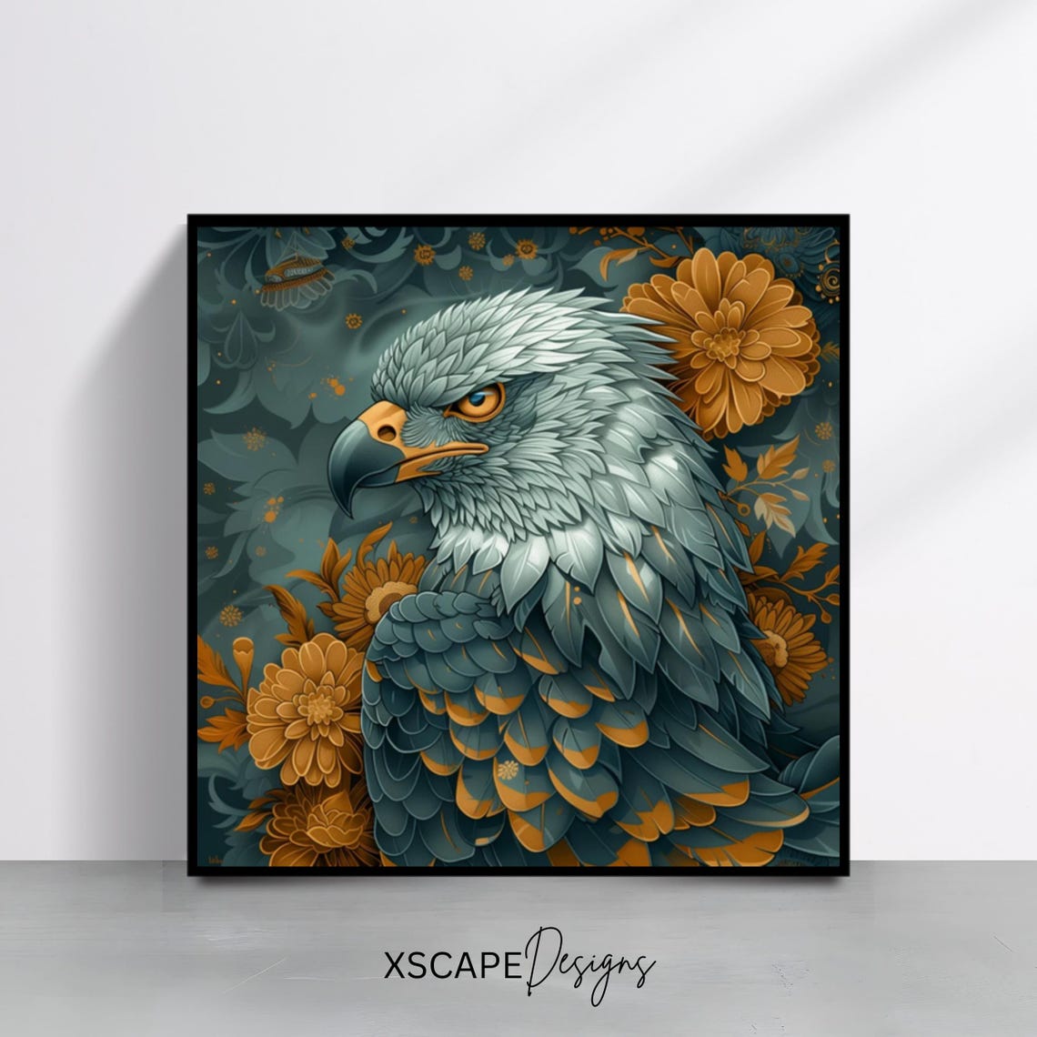 Regal Eagle Wall Art Print Majestic Animal Square Bold Wildlife Decor
