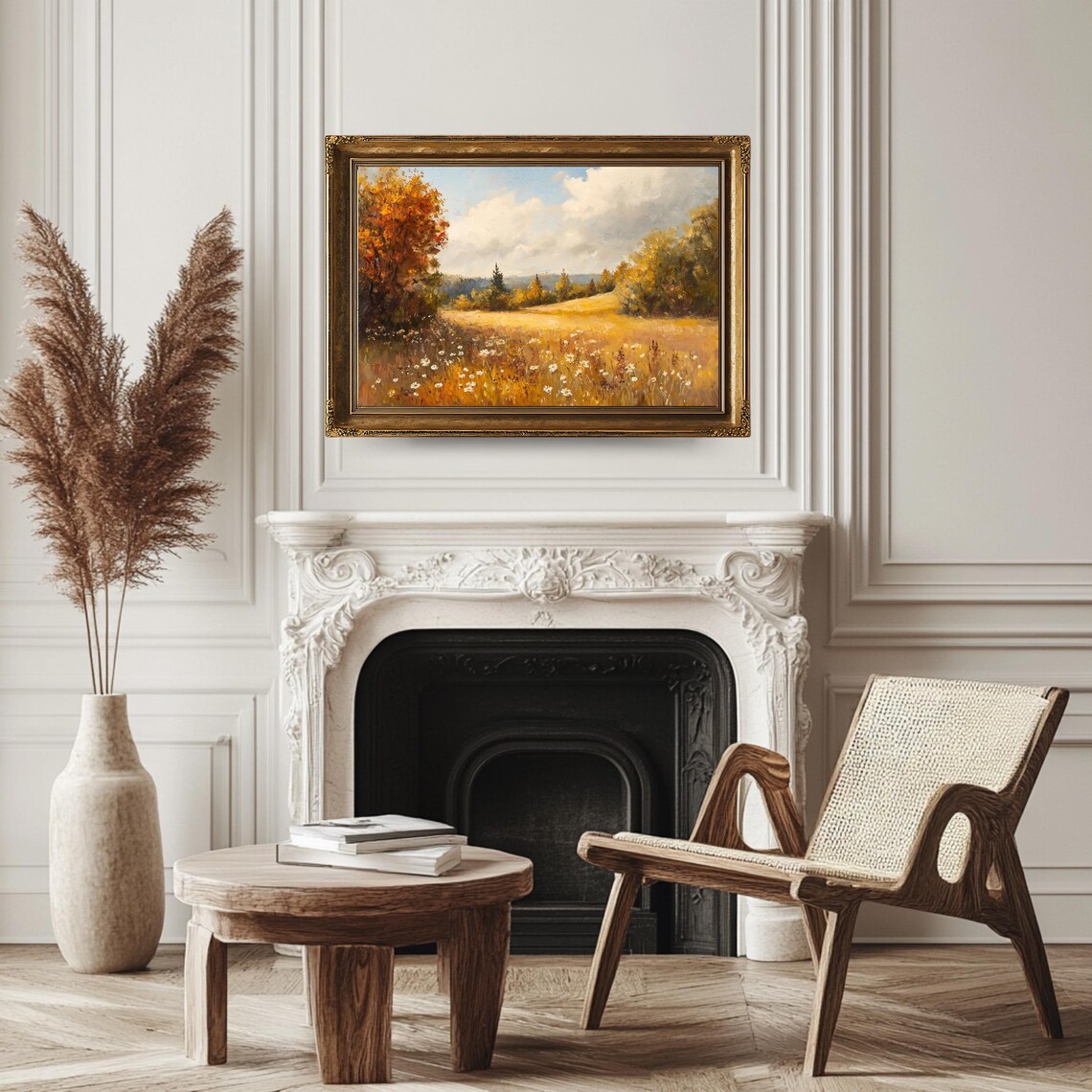 Autumn Meadow Daisy Field Golden Foliage Wildflower Landscape Poster - Image 3