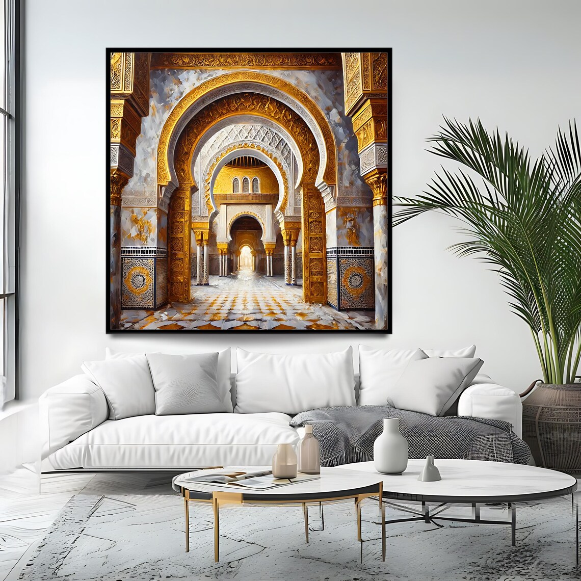 Islamic Architecture Golden Arch, Mosque Interior Art Print - Image 4