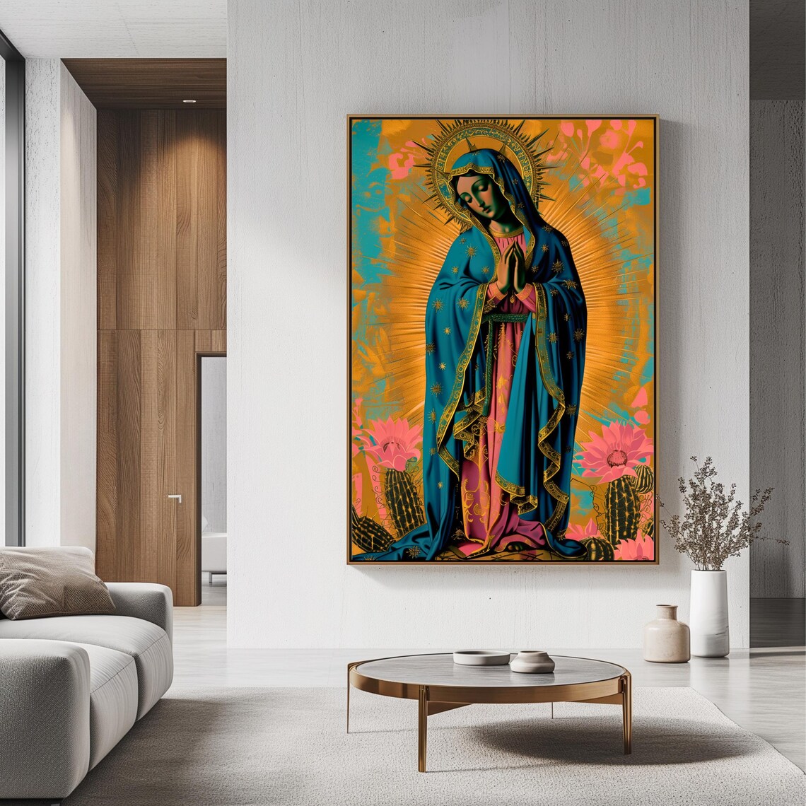 Our Lady Of Guadalupe Teal Robe Golden Halo Religious Art Poster - Image 3