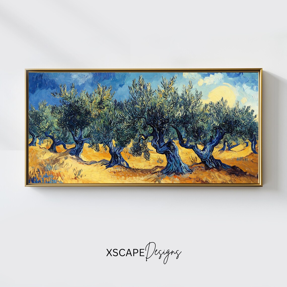 Olive Grove Panorama, Landscape Art Print