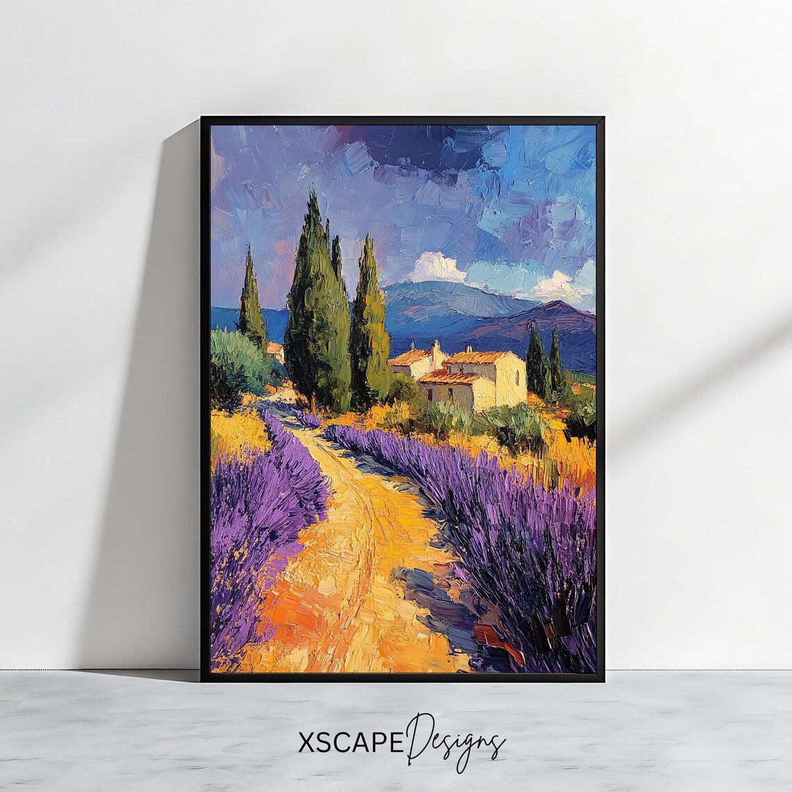 Lavender Field Provence Landscape, Rustic Country Path