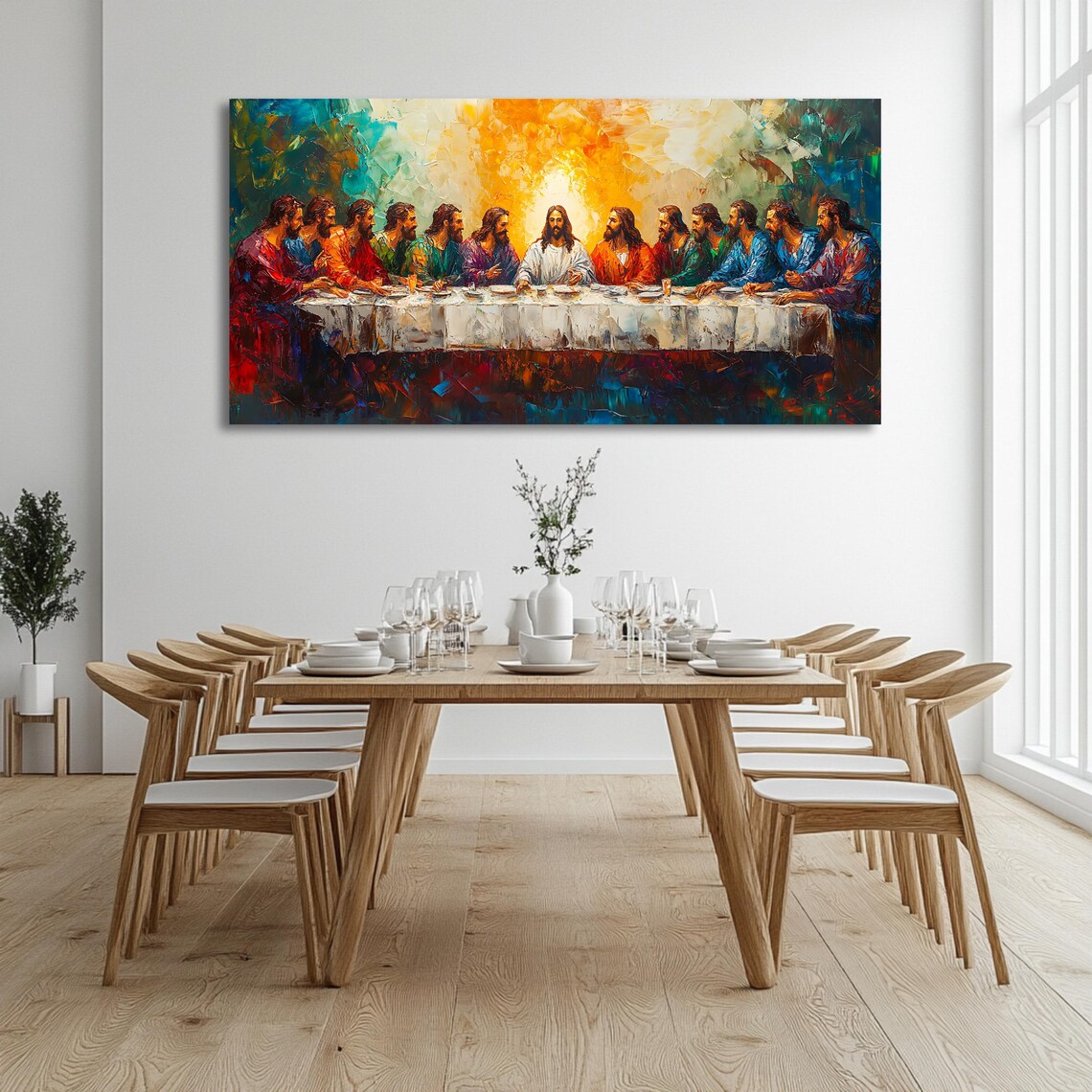 The Last Supper Vibrant Impasto Painting Jesus Apostles Biblical Art Poster - Image 2