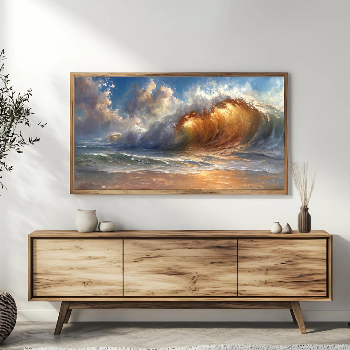 Golden Sunset Ocean Wave Crashing Beach Surf Dramatic Poster - Image 3