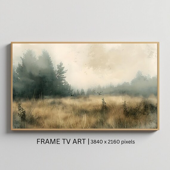 Misty Forest Meadow Frame Tv Art Vintage Nature Inspired Wall Art For Frame Tv