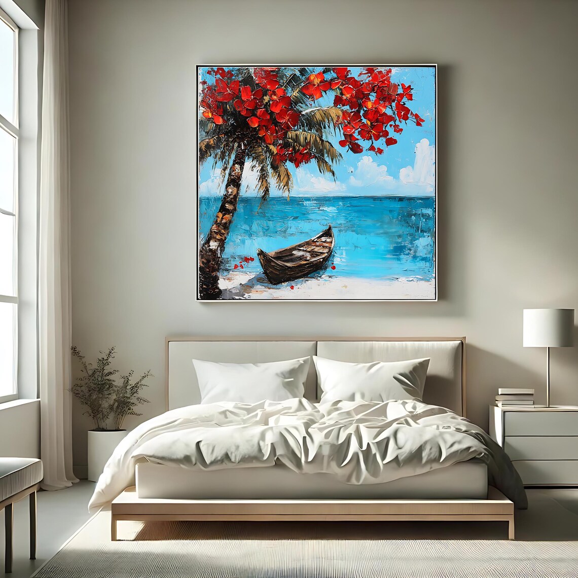 Tropical Beach Art Print, Coastal Palm Tree Decor - Image 2