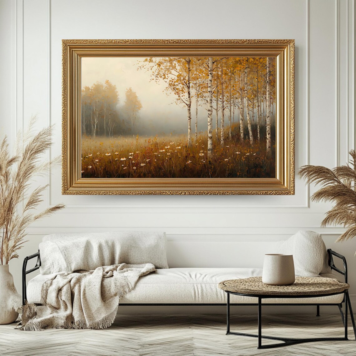 Rustic Birch Forest, Vintage Autumn Landscape - Image 4