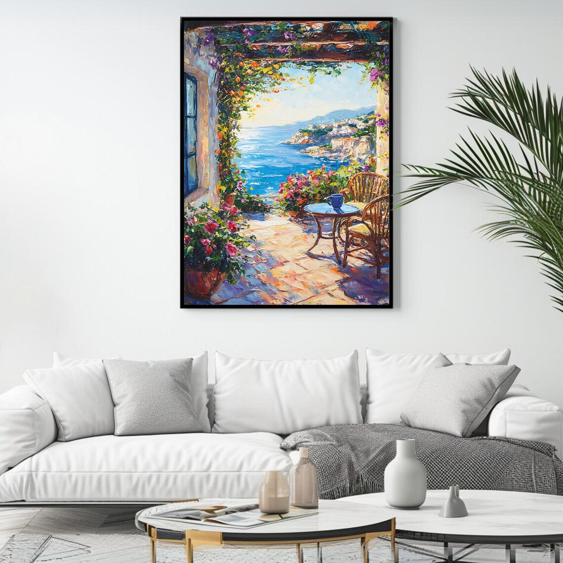 Mediterranean Terrace Patio Sea View Blooming Pergola Travel Poster - Image 4