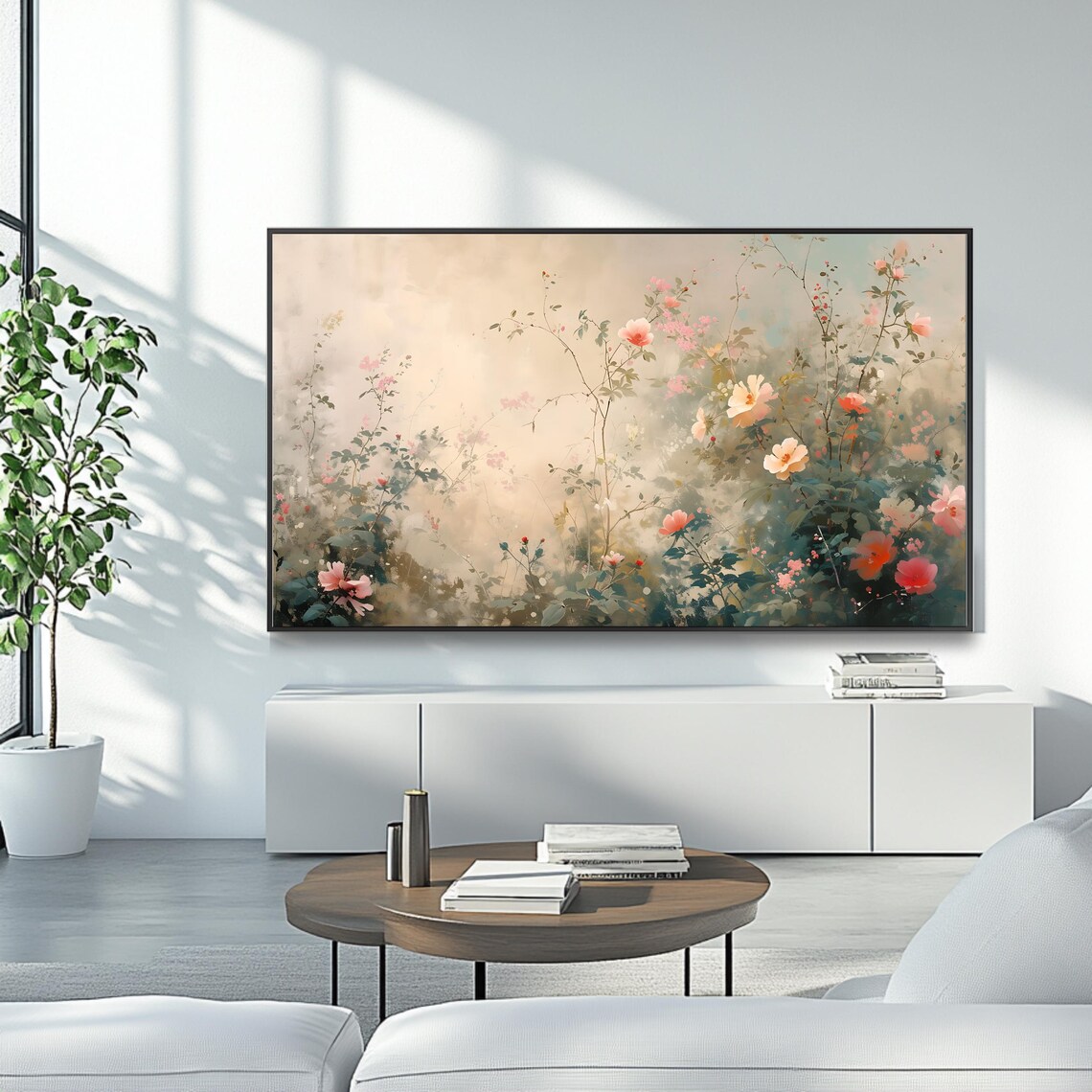 Dreamy Floral Garden Pink Blossoms Watercolor Wall Art Poster - Image 4