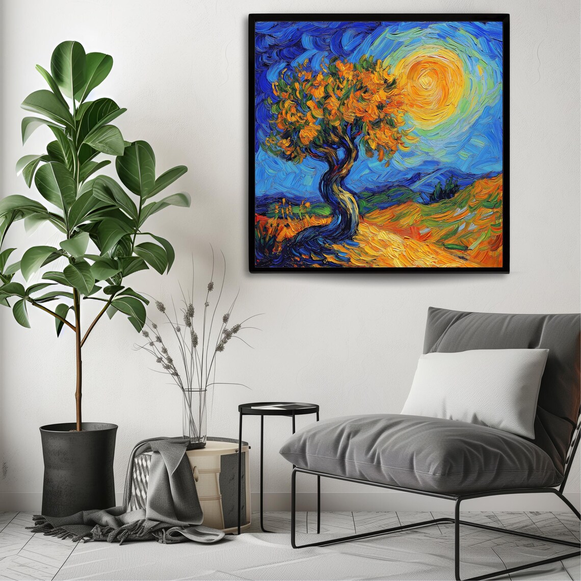 Vibrant Tree Art Print, Modern Nature Landscape - Image 3