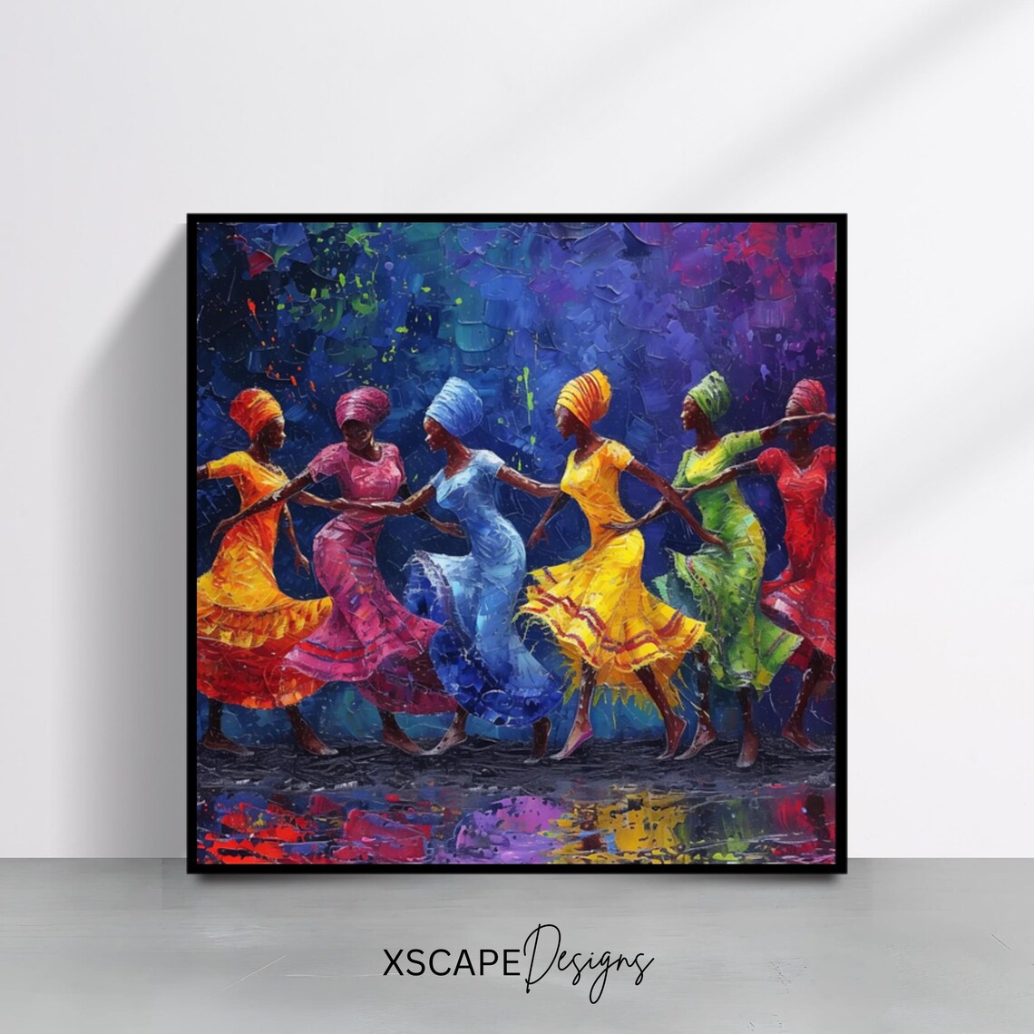 Abstract African Dance Wall Art Print Vibrant Cultural Poster Square Print Wall Art