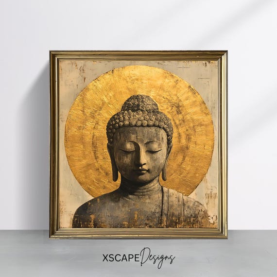 Vintage Buddha Meditation Art Print, Spiritual Decor