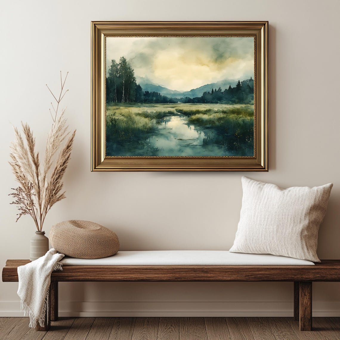 Misty Mountain Vintage Art Print Neutral Landscape Wall Art Horizontal Nature Moody Nature Decor - Image 2