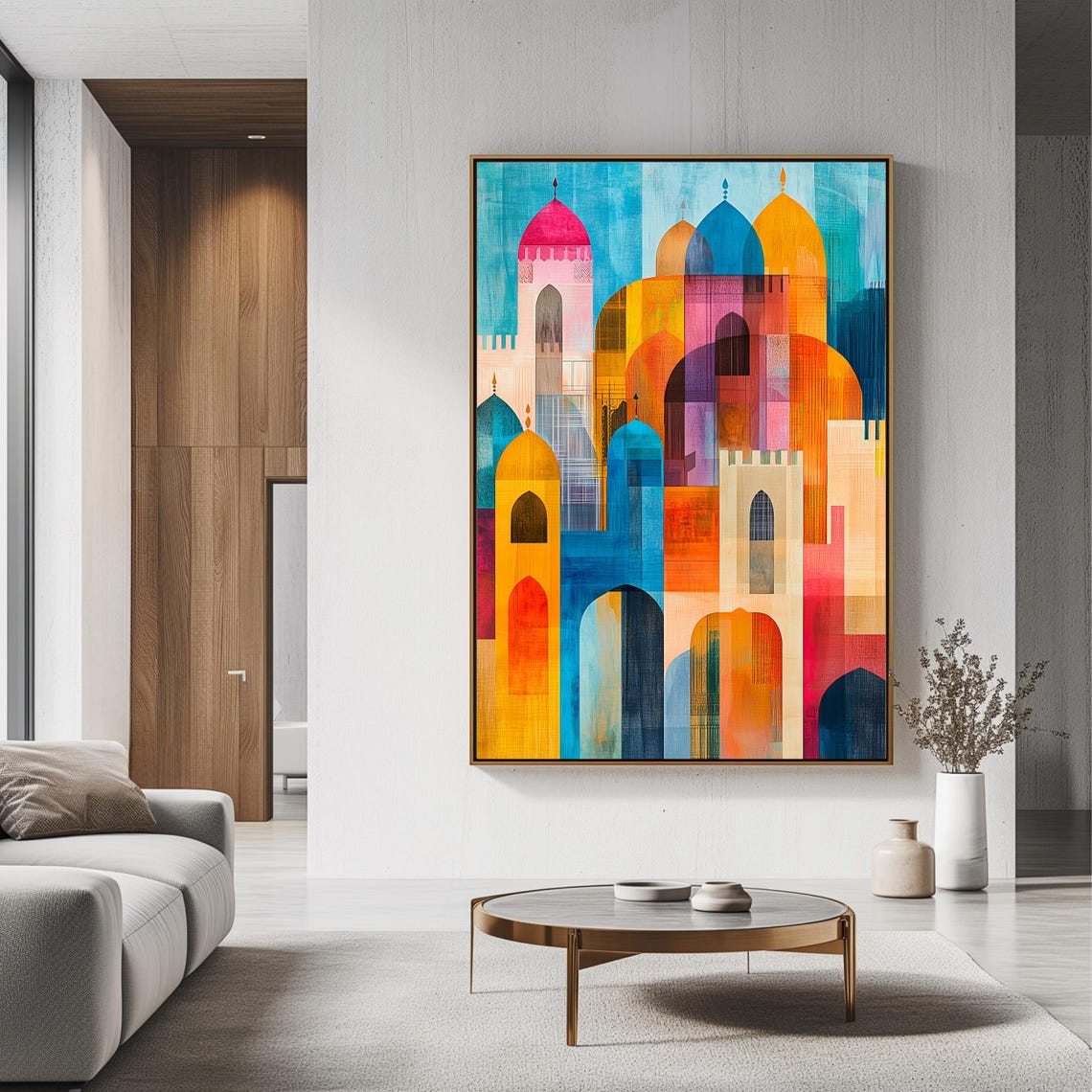 Abstract Islamic Mosque Minarets Art Print Colorful Architecture Wall Art Vibrant Islamic Decor - Image 3