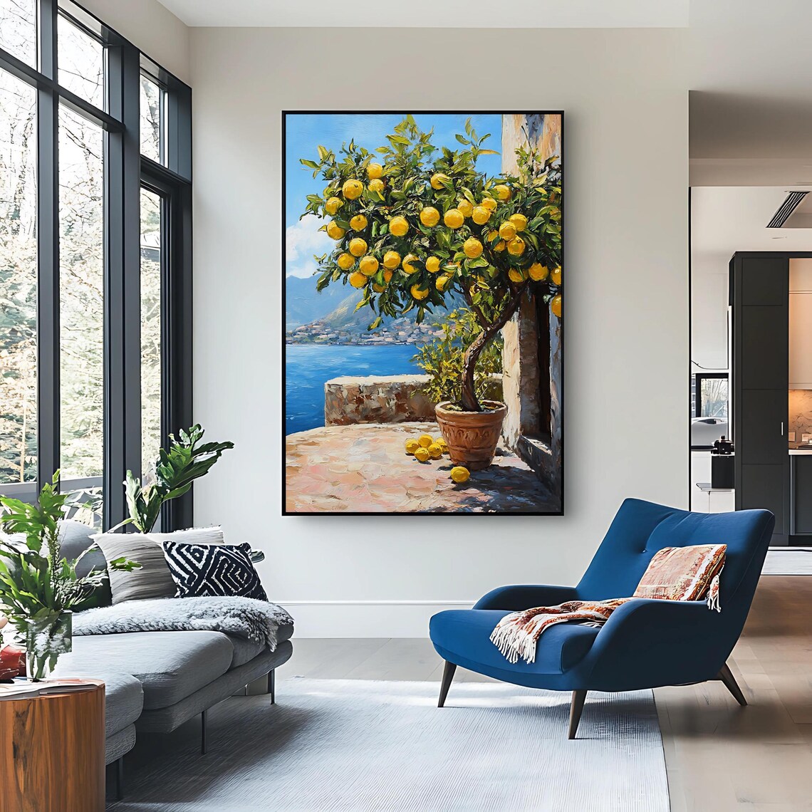 Lemon Tree, Mediterranean Coastal Landscape Art Print - Image 2