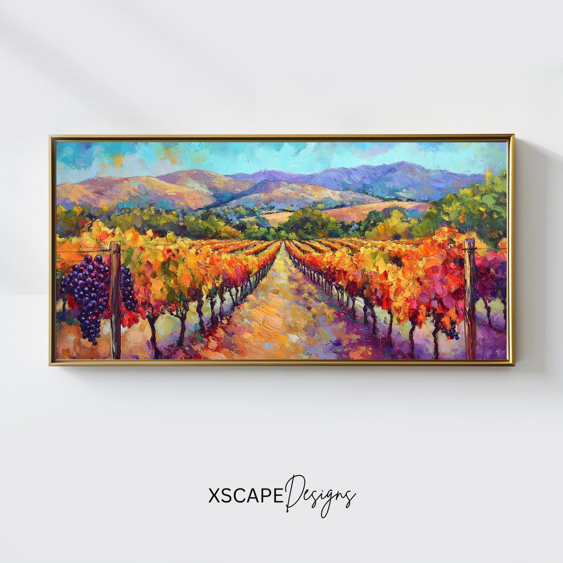 Vineyard Panorama, Landscape Art Print