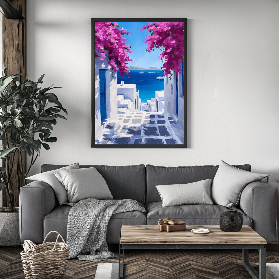 Santorini Greece, Mediterranean Seaside View Art Print - Image 4