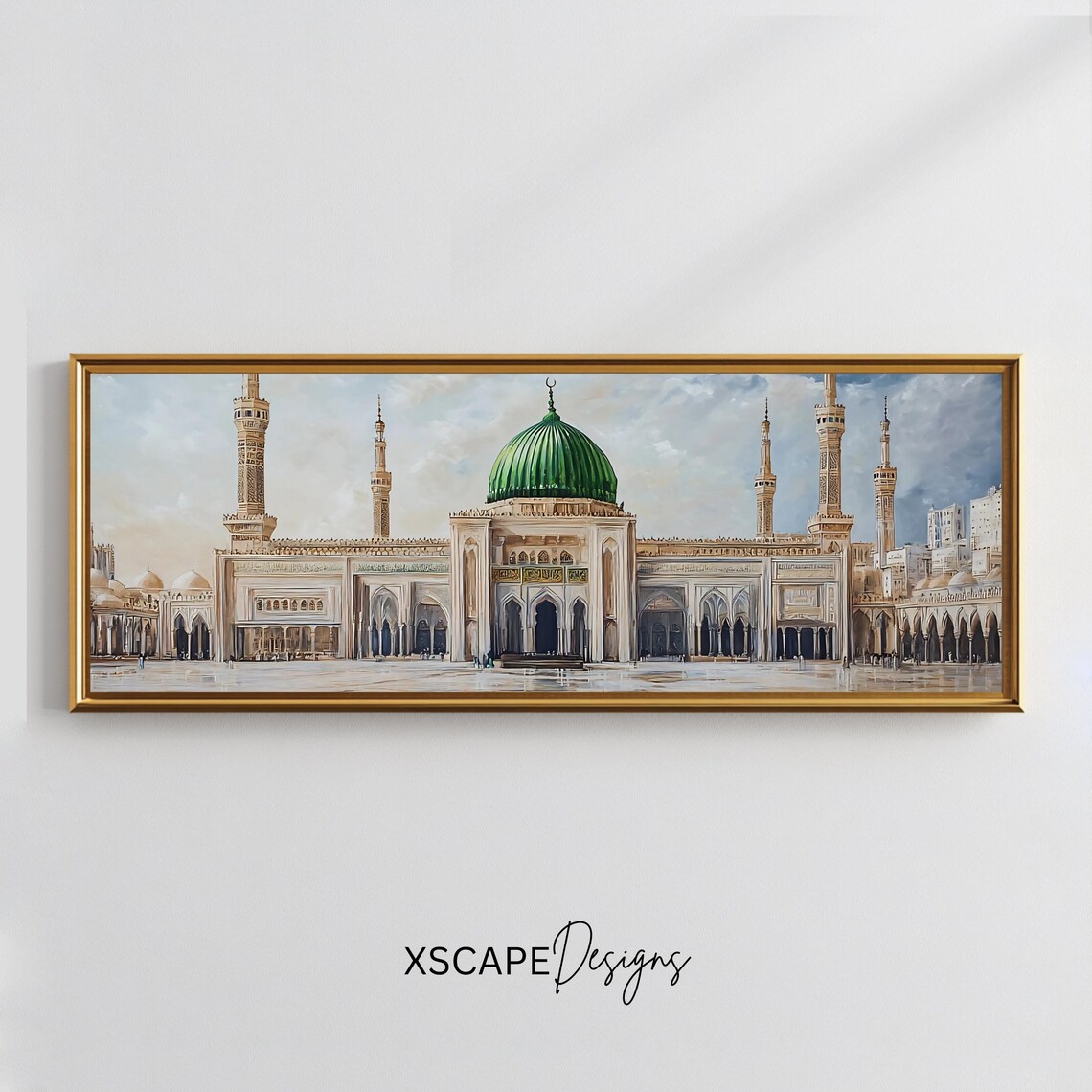 Al Masjid An Nabawi Medina Green Dome Courtyard Islamic Art Poster