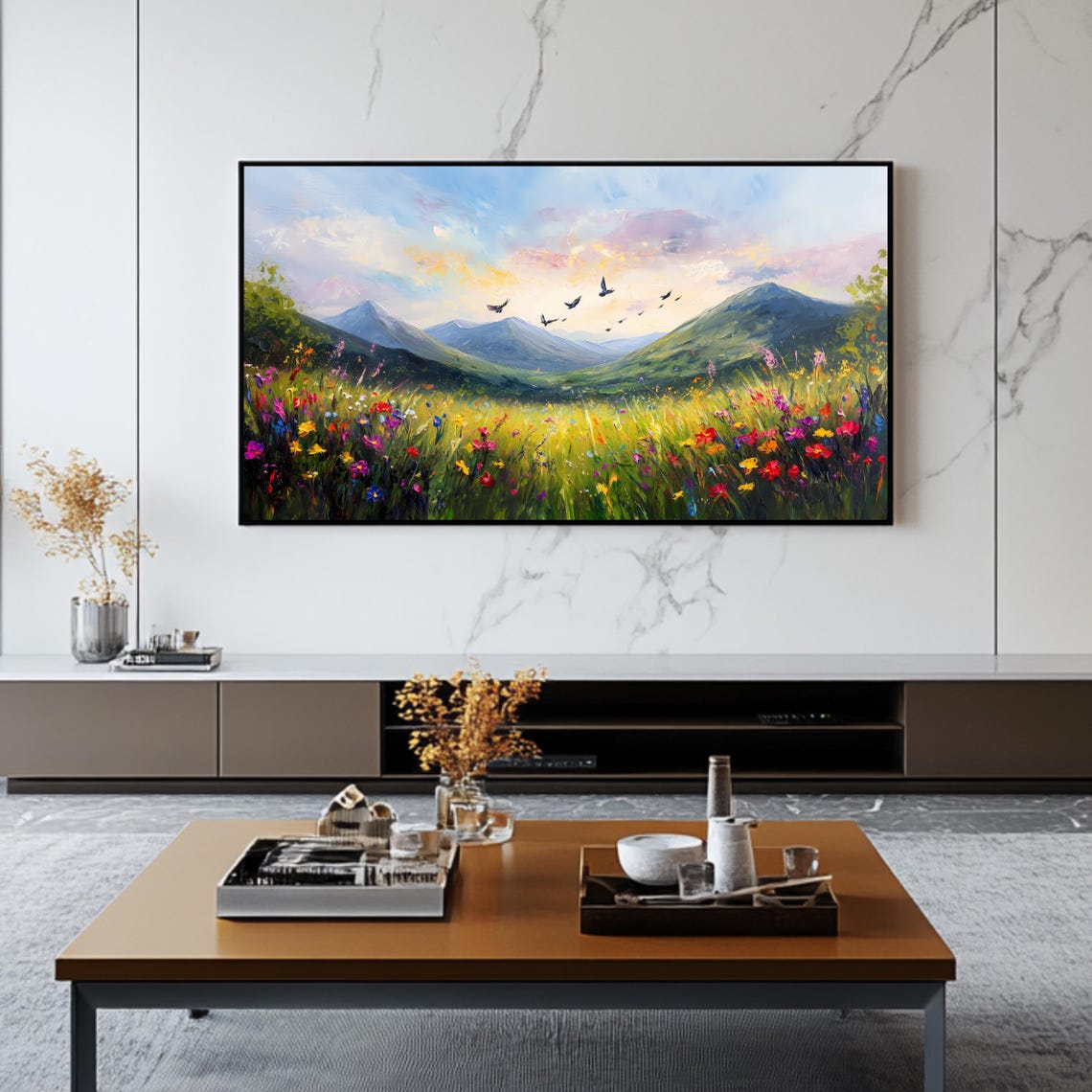Mountain Meadow Art For Frame Tv Roku Screensaver Colorful Landscape Wall Art - Image 2