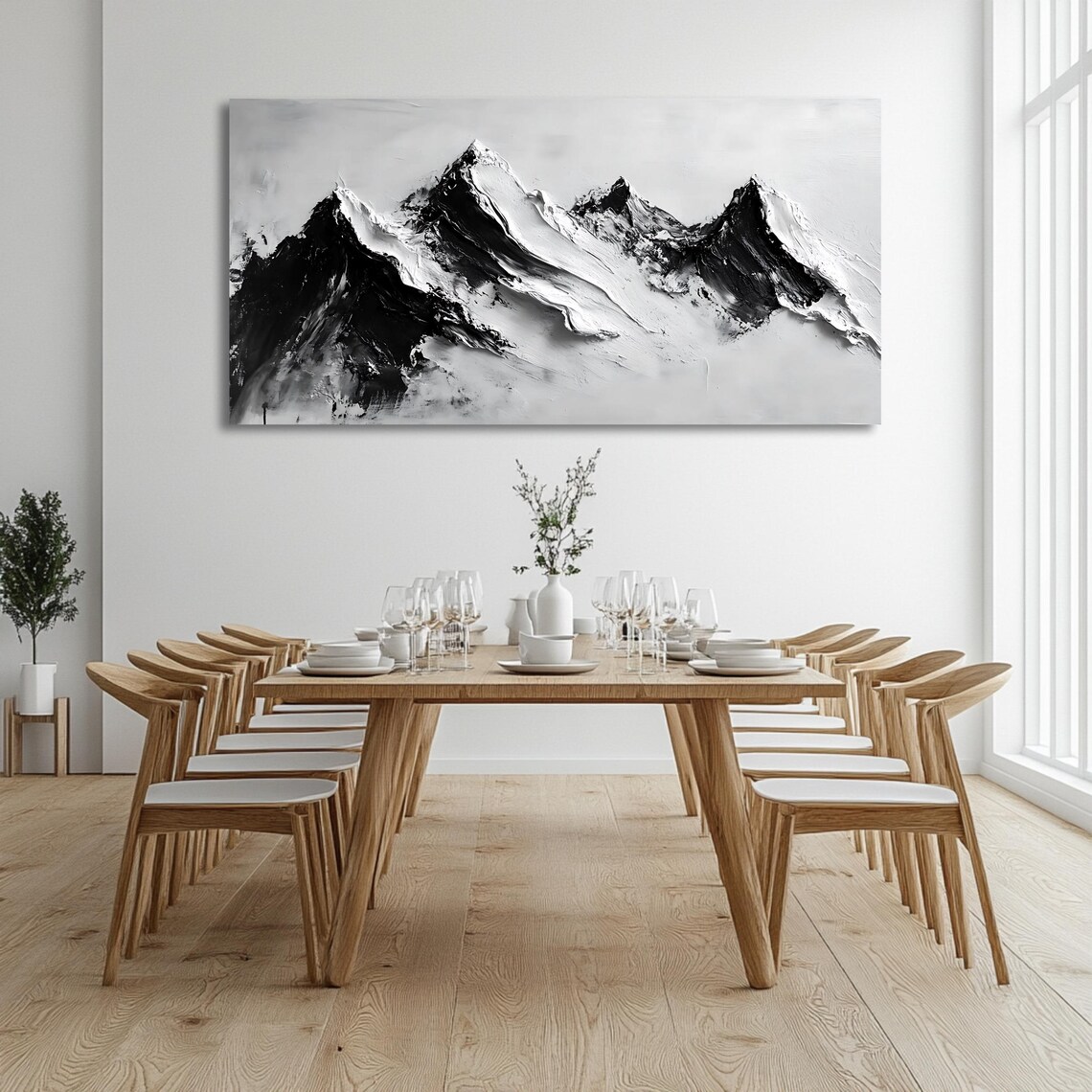 Black and White Mountain Panorama Wall Art Print - Image 3