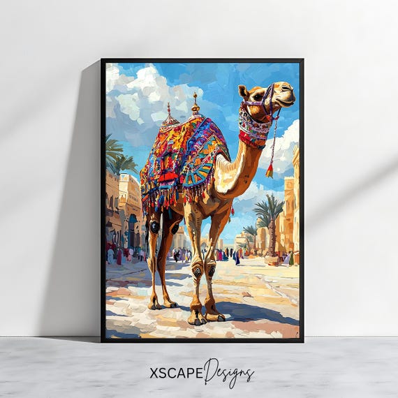 Colorful Camel Art Print, Middle Eastern Decor