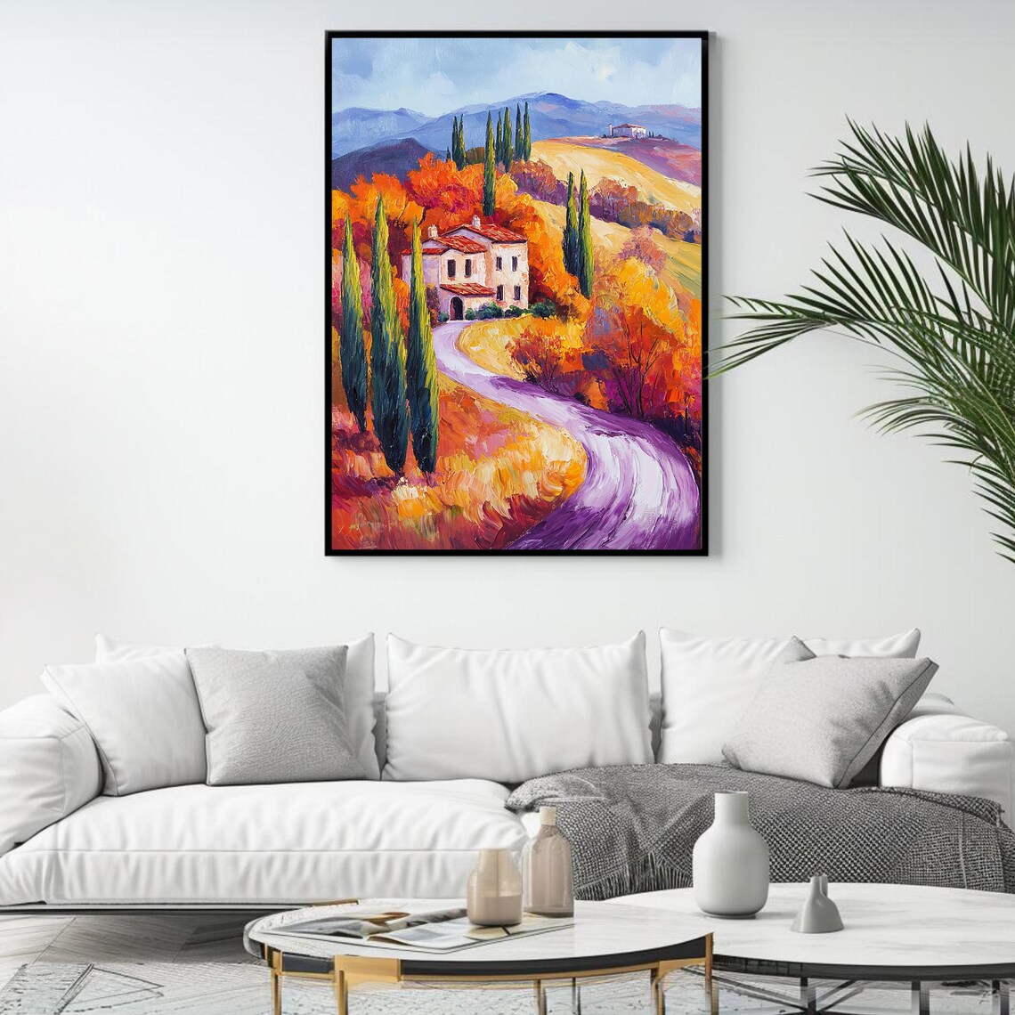 Tuscan Countryside Autumn Villa Winding Road Cypress Foliage Poster - Image 4
