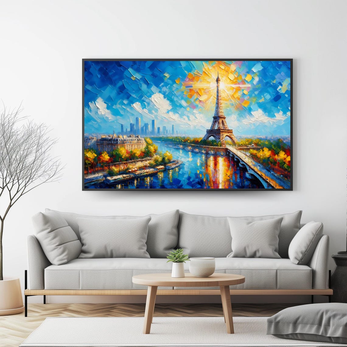 Paris Eiffel Tower Sunset Seine River City Skyline View Poster - Image 4
