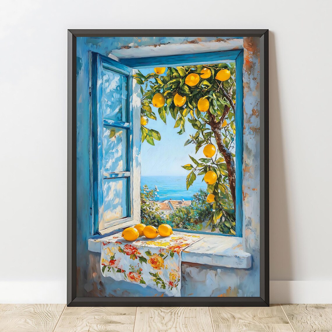 Lemon Tree Mediterranean Coastal Wall Art Print - Image 2