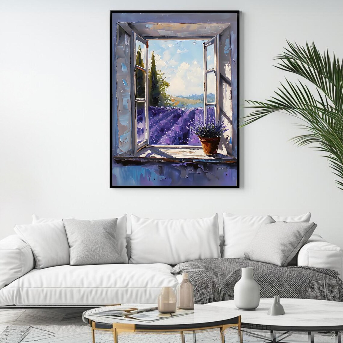 Lavender Window View, Provence Landscape Art Print - Image 4