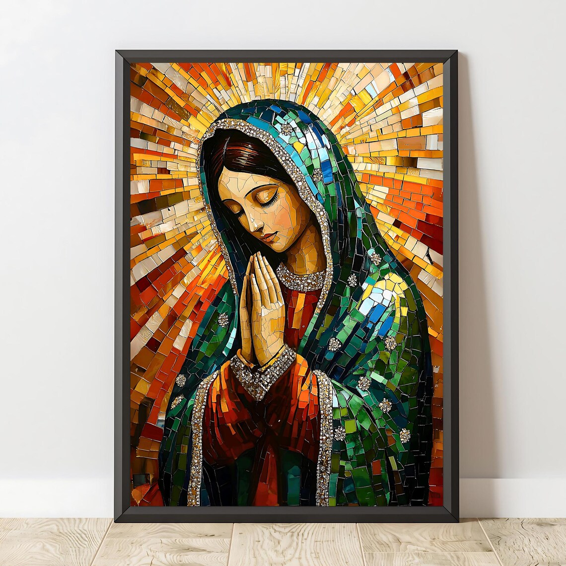 Mary Of Guadalupe Mosaic Art Print, Vibrant Spiritual - Image 2
