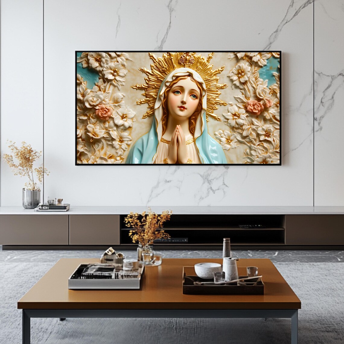 Blessed Virgin Mary Religious Wall Decor Art Print - Image 2