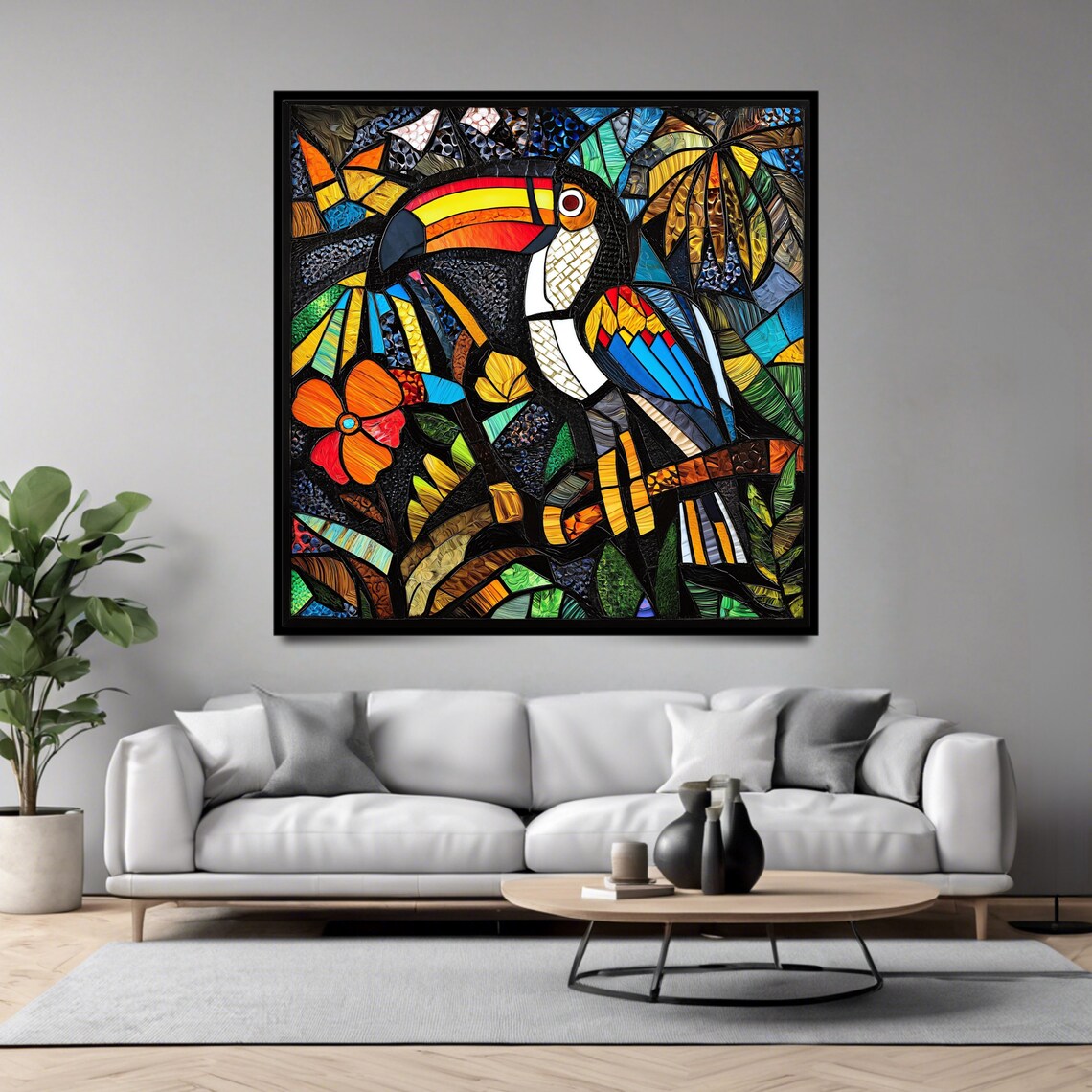 Stained Glass Toucan Tropical Mosaic Vibrant Colorful Bird Art Print - Image 4