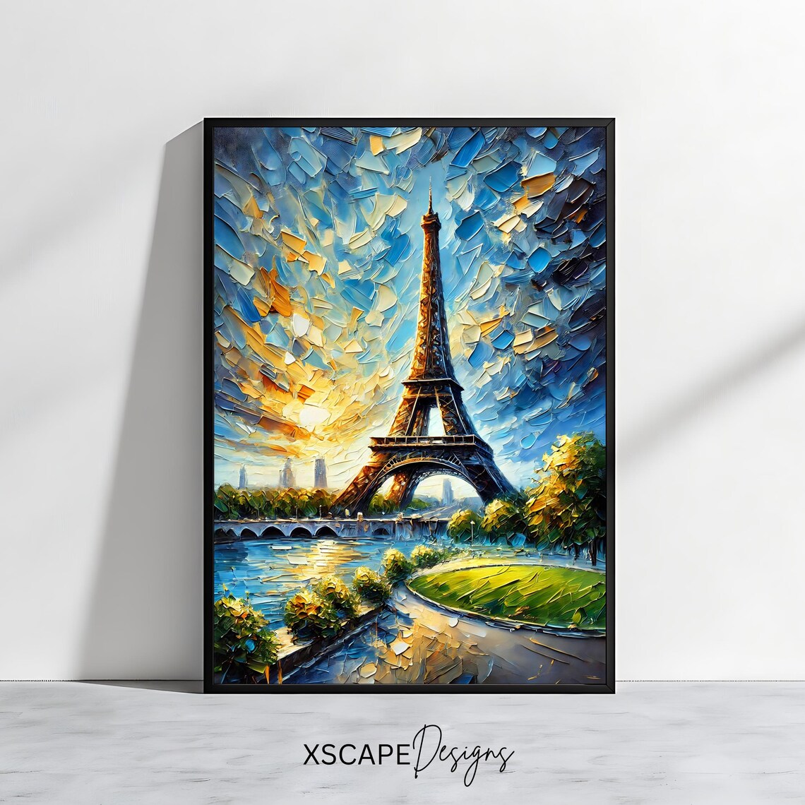Eiffel Tower Art, Paris Sunset Landscape
