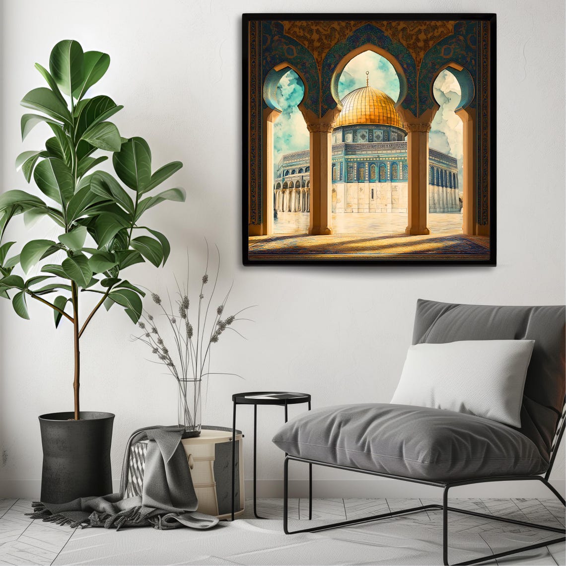 Masjid Al Aqsa Golden Dome Framed By Islamic Arches Jerusalem Poster - Image 3