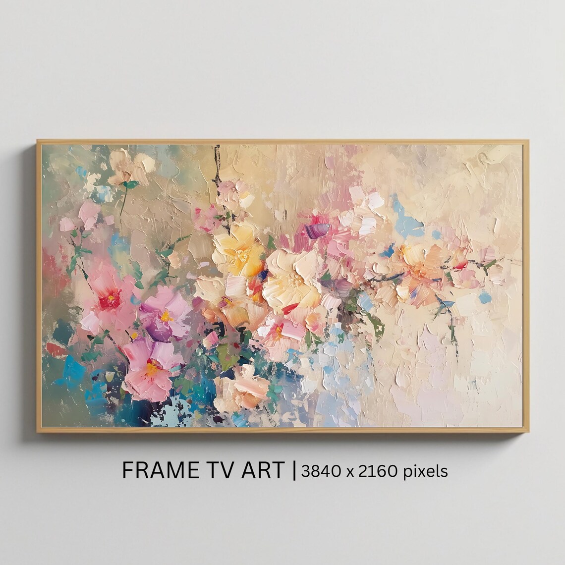 Soft Pastel Floral Bouquet Pink and Cream Impasto Flower Art Poster