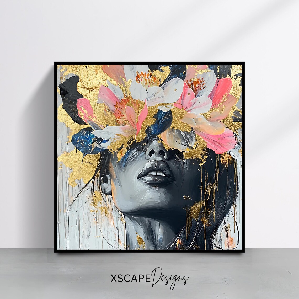 Abstract Floral Face, Boho Feminine Wall Art