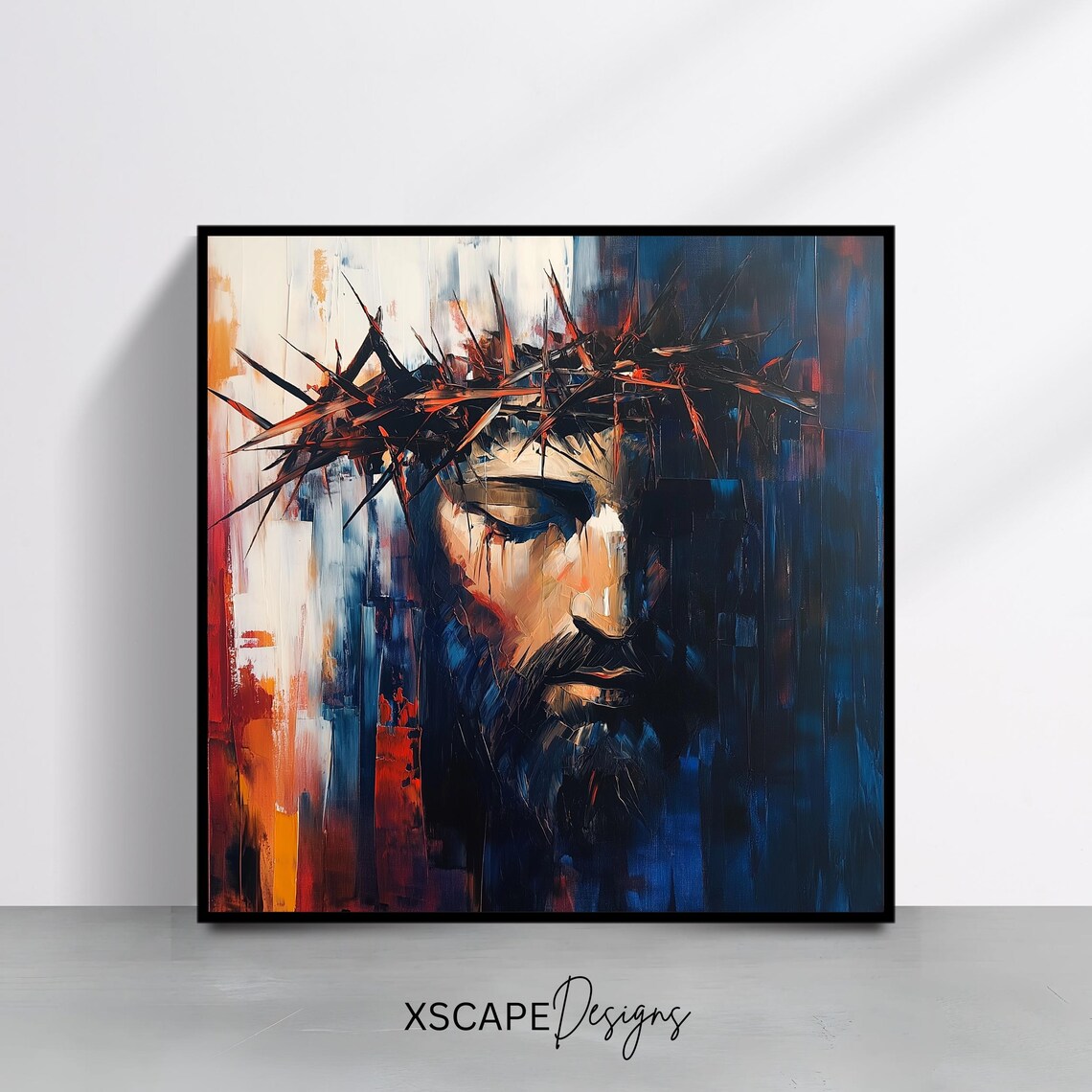 Jesus Crown of Thorns Abstract Christian Art Print