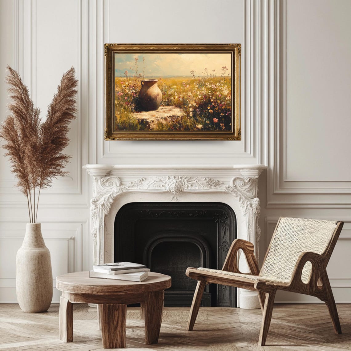 Rustic Clay Pot Wildflower Meadow Pastoral Farmhouse Still Life Poster - Image 3