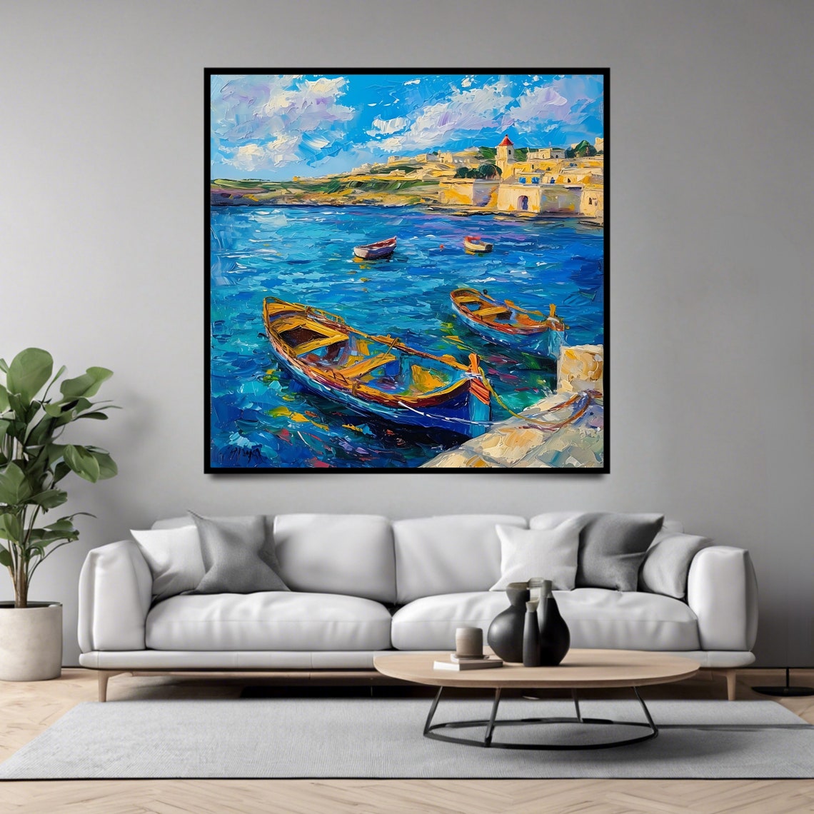 Mediterranean Harbor Coastal Art Print - Image 4