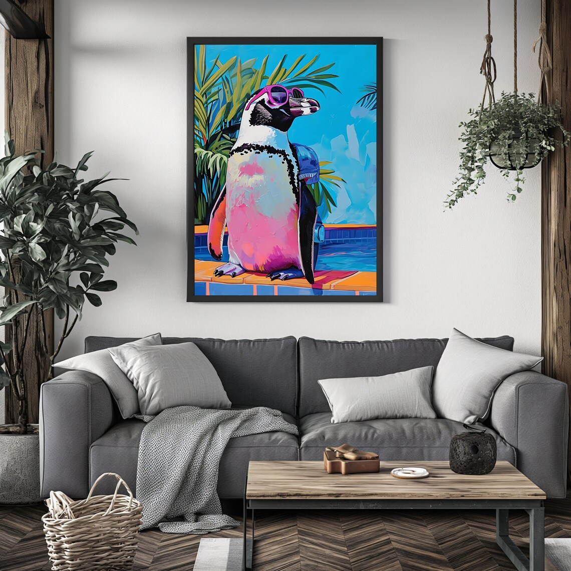 Summer Penguin Tropical Animal Art Print - Image 4