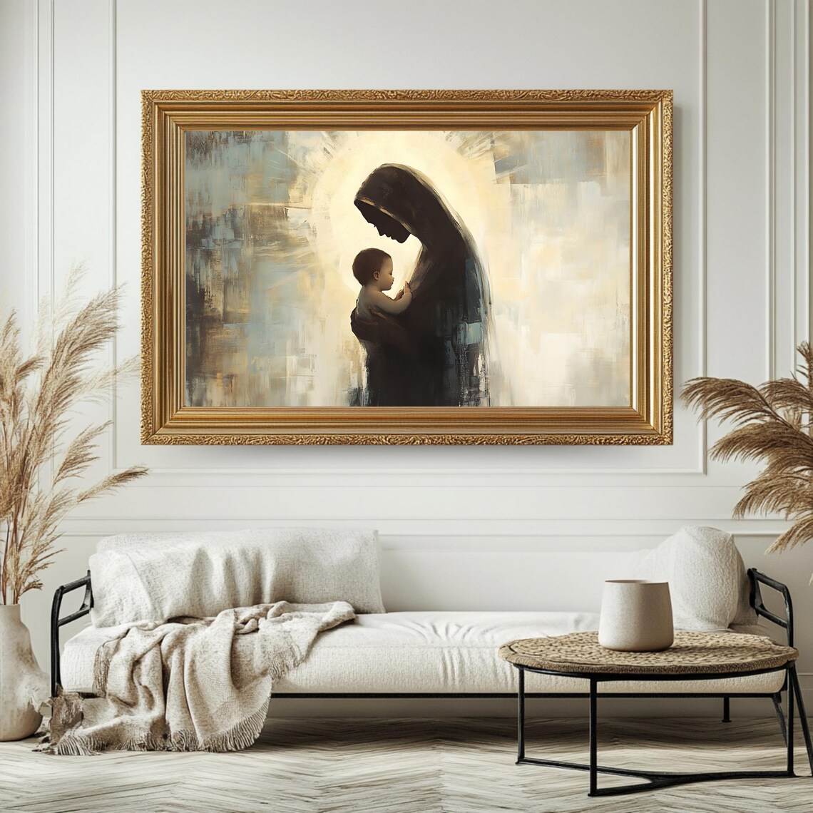 Blessed Mother Child Silhouette Holy Light Spiritual Religious Art Poster - Image 4