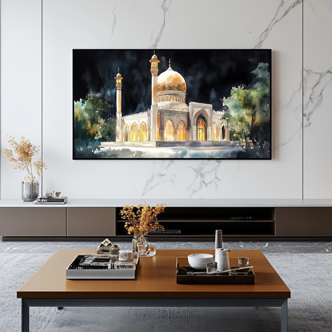 Night Mosque - Islamic Architecture Art Print - Image 2