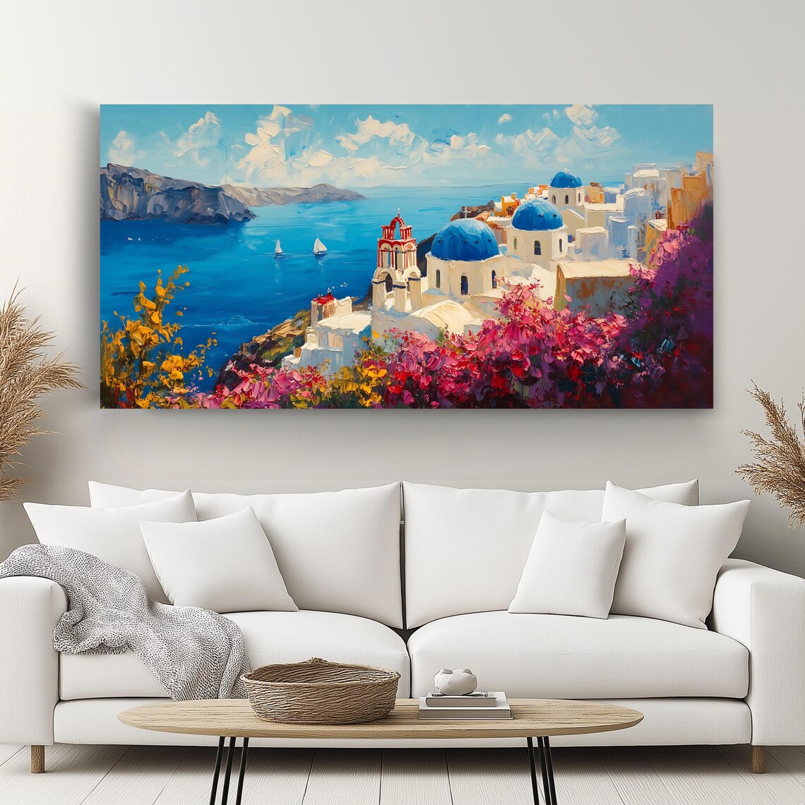 Santorini Travel Poster, Panoramic Coastal Artwork - Image 4