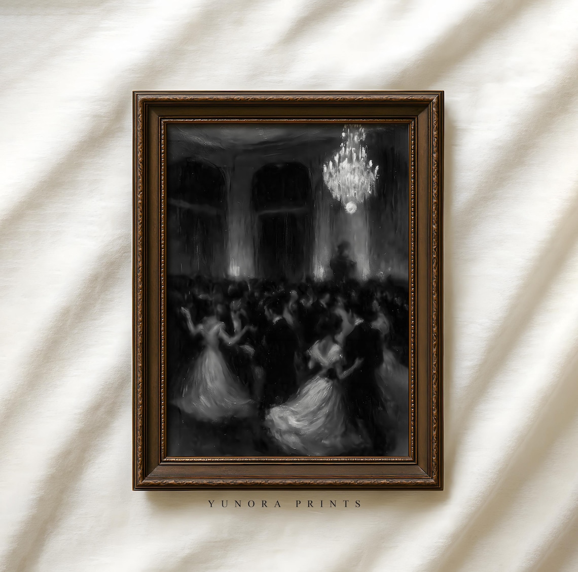 Haunted Ballroom Gothic Dance Black and White Vintage Painting Poster